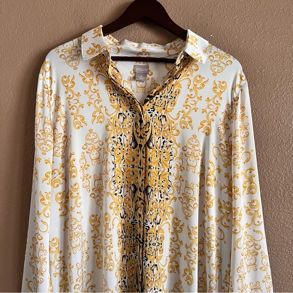 Chico’s Placed Scroll-Print Tunic Top Size 3 or XL - Picture 3 of 12